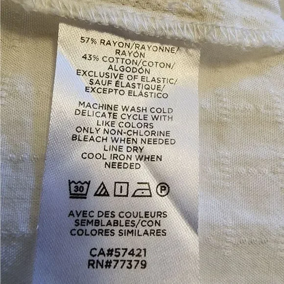 Ann Taylor Ivory Short Sleeve Neck Tie Blouse, Medium - Picture 9 of 15